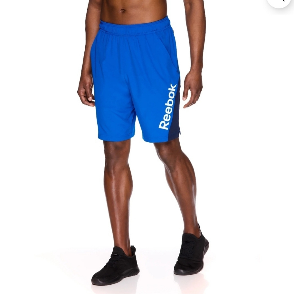 Reebok Empowered Quick Dry Black and Blue Athletic Shorts Size XL B-2172
